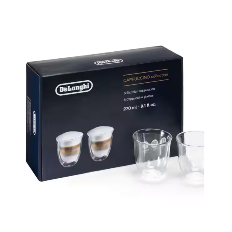 Juego de 6 vasos cappuccino 270 ml Delonghi